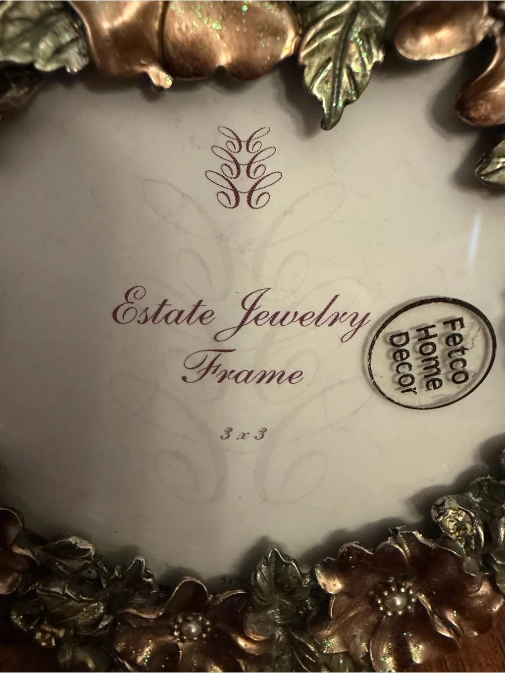 Fetco Home Decor Metal Round Picture Frame Jeweled Floral Design Fits 3x3 Photo